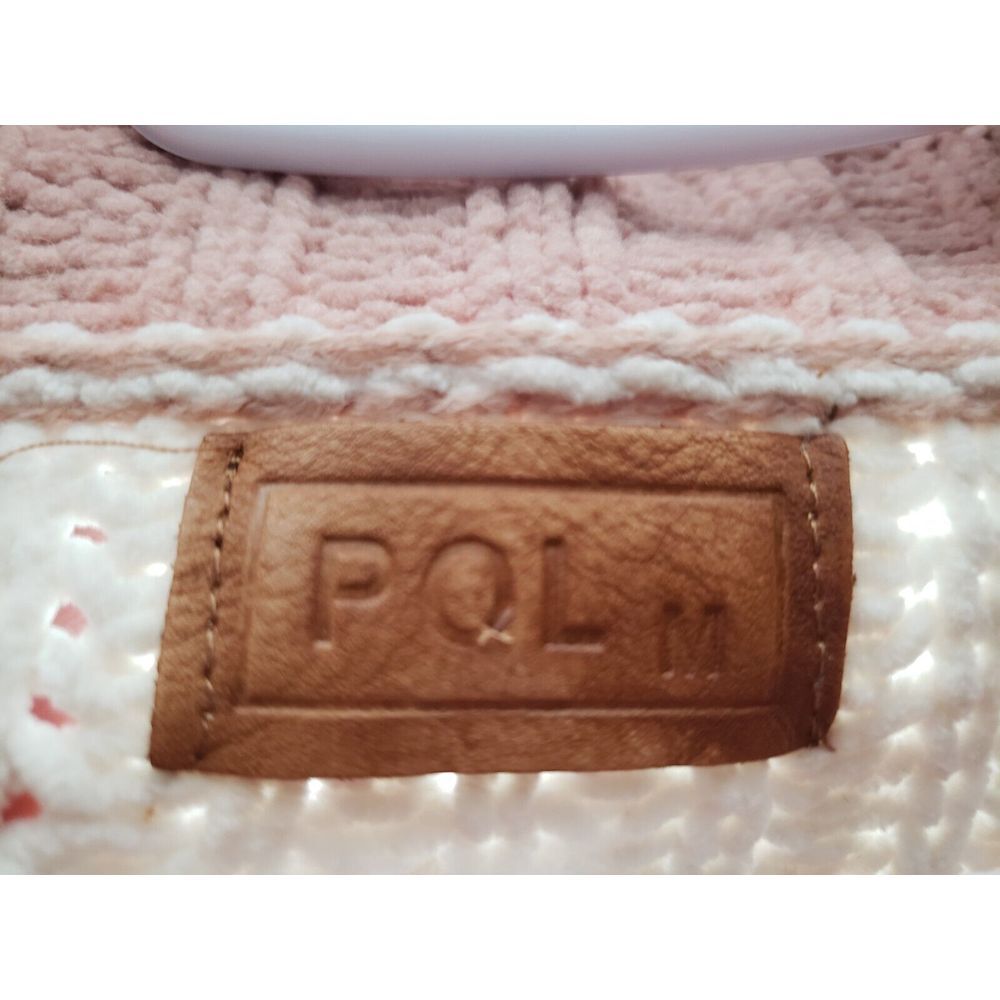 POL High Up in the Sky Knit Sweater Color Block Ivory Pink Brown Size Medium - Picture 6 of 11